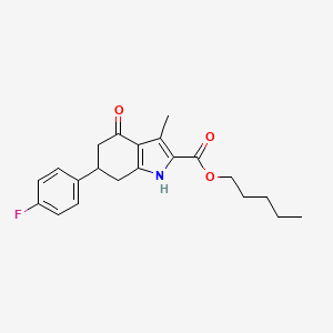 molecular formula C21H24FNO3 B11432470 pentyl 6-(4-fluorophenyl)-3-methyl-4-oxo-4,5,6,7-tetrahydro-1H-indole-2-carboxylate 