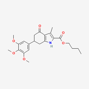 molecular formula C23H29NO6 B11432474 butyl 3-methyl-4-oxo-6-(3,4,5-trimethoxyphenyl)-4,5,6,7-tetrahydro-1H-indole-2-carboxylate 