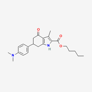 pentyl 6-[4-(dimethylamino)phenyl]-3-methyl-4-oxo-4,5,6,7-tetrahydro-1H-indole-2-carboxylate