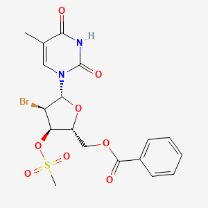 B1143252 ((2R,3R,4R,5R)-4-Bromo-5-(5-methyl-2,4-dioxo-3,4-dihydropyrimidin-1(2H)-yl)-3-((methylsulfonyl)oxy)tetrahydrofuran-2-yl)methyl benzoate CAS No. 165047-01-8