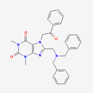 8-[(dibenzylamino)methyl]-1,3-dimethyl-7-(2-oxo-2-phenylethyl)-3,7-dihydro-1H-purine-2,6-dione