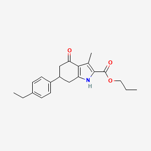 molecular formula C21H25NO3 B11432561 propyl 6-(4-ethylphenyl)-3-methyl-4-oxo-4,5,6,7-tetrahydro-1H-indole-2-carboxylate 