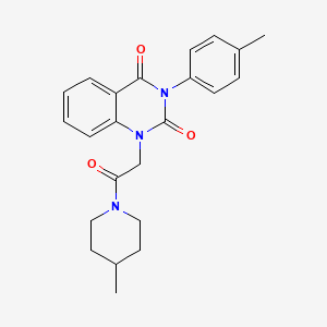 molecular formula C23H25N3O3 B11432566 1-(2-(4-methylpiperidin-1-yl)-2-oxoethyl)-3-(p-tolyl)quinazoline-2,4(1H,3H)-dione 