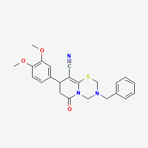 3-benzyl-8-(3,4-dimethoxyphenyl)-6-oxo-3,4,7,8-tetrahydro-2H,6H-pyrido[2,1-b][1,3,5]thiadiazine-9-carbonitrile