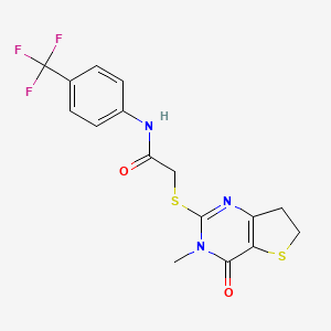 molecular formula C16H14F3N3O2S2 B11432607 2-((3-methyl-4-oxo-3,4,6,7-tetrahydrothieno[3,2-d]pyrimidin-2-yl)thio)-N-(4-(trifluoromethyl)phenyl)acetamide 