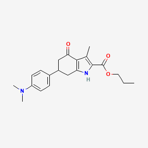 molecular formula C21H26N2O3 B11432659 propyl 6-[4-(dimethylamino)phenyl]-3-methyl-4-oxo-4,5,6,7-tetrahydro-1H-indole-2-carboxylate 