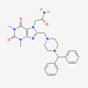 2-(8-{[4-(diphenylmethyl)piperazin-1-yl]methyl}-1,3-dimethyl-2,6-dioxo-1,2,3,6-tetrahydro-7H-purin-7-yl)acetamide