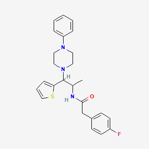 2-(4-Fluorophenyl)-N-[1-(4-phenylpiperazin-1-YL)-1-(thiophen-2-YL)propan-2-YL]acetamide