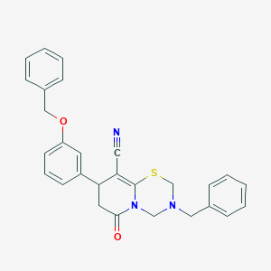 3-benzyl-8-[3-(benzyloxy)phenyl]-6-oxo-3,4,7,8-tetrahydro-2H,6H-pyrido[2,1-b][1,3,5]thiadiazine-9-carbonitrile