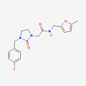 molecular formula C18H20FN3O3 B11432859 2-{3-[(4-Fluorophenyl)methyl]-2-oxoimidazolidin-1-YL}-N-[(5-methylfuran-2-YL)methyl]acetamide 