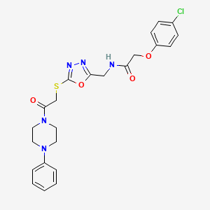 molecular formula C23H24ClN5O4S B11432901 2-(4-Chlorophenoxy)-N-[(5-{[2-oxo-2-(4-phenylpiperazin-1-YL)ethyl]sulfanyl}-1,3,4-oxadiazol-2-YL)methyl]acetamide CAS No. 851784-91-3