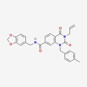 molecular formula C28H25N3O5 B11432939 N-(1,3-benzodioxol-5-ylmethyl)-1-(4-methylbenzyl)-2,4-dioxo-3-(prop-2-en-1-yl)-1,2,3,4-tetrahydroquinazoline-7-carboxamide 