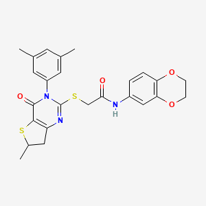 N-(2,3-dihydrobenzo[b][1,4]dioxin-6-yl)-2-((3-(3,5-dimethylphenyl)-6-methyl-4-oxo-3,4,6,7-tetrahydrothieno[3,2-d]pyrimidin-2-yl)thio)acetamide