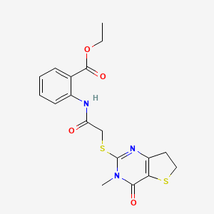 Ethyl 2-[2-({3-methyl-4-oxo-3H,4H,6H,7H-thieno[3,2-D]pyrimidin-2-YL}sulfanyl)acetamido]benzoate