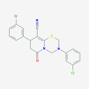 8-(3-bromophenyl)-3-(3-chlorophenyl)-6-oxo-3,4,7,8-tetrahydro-2H,6H-pyrido[2,1-b][1,3,5]thiadiazine-9-carbonitrile