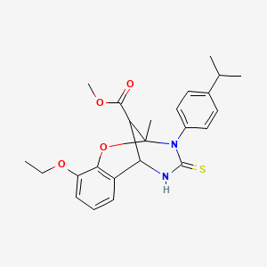 methyl 10-ethoxy-2-methyl-3-[4-(propan-2-yl)phenyl]-4-thioxo-3,4,5,6-tetrahydro-2H-2,6-methano-1,3,5-benzoxadiazocine-11-carboxylate