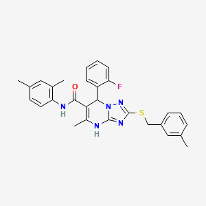 molecular formula C29H28FN5OS B11433066 N-(2,4-dimethylphenyl)-7-(2-fluorophenyl)-5-methyl-2-[(3-methylbenzyl)sulfanyl]-4,7-dihydro[1,2,4]triazolo[1,5-a]pyrimidine-6-carboxamide 