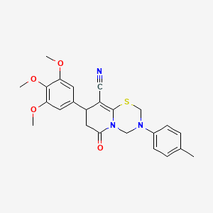 3-(4-methylphenyl)-6-oxo-8-(3,4,5-trimethoxyphenyl)-3,4,7,8-tetrahydro-2H,6H-pyrido[2,1-b][1,3,5]thiadiazine-9-carbonitrile