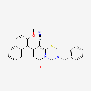 3-benzyl-8-(2-methoxynaphthalen-1-yl)-6-oxo-3,4,7,8-tetrahydro-2H,6H-pyrido[2,1-b][1,3,5]thiadiazine-9-carbonitrile