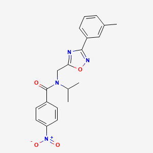 molecular formula C20H20N4O4 B11433124 N-{[3-(3-methylphenyl)-1,2,4-oxadiazol-5-yl]methyl}-4-nitro-N-(propan-2-yl)benzamide 