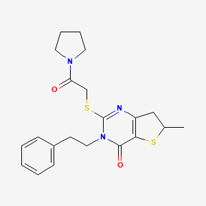 6-methyl-2-((2-oxo-2-(pyrrolidin-1-yl)ethyl)thio)-3-phenethyl-6,7-dihydrothieno[3,2-d]pyrimidin-4(3H)-one