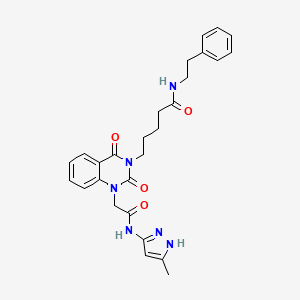 5-[1-{2-[(3-methyl-1H-pyrazol-5-yl)amino]-2-oxoethyl}-2,4-dioxo-1,4-dihydroquinazolin-3(2H)-yl]-N-(2-phenylethyl)pentanamide