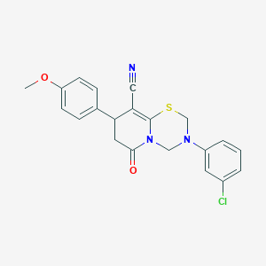 3-(3-chlorophenyl)-8-(4-methoxyphenyl)-6-oxo-3,4,7,8-tetrahydro-2H,6H-pyrido[2,1-b][1,3,5]thiadiazine-9-carbonitrile