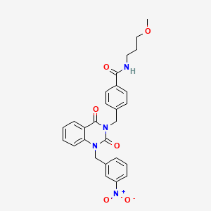 molecular formula C27H26N4O6 B11433166 N-(3-methoxypropyl)-4-((1-(3-nitrobenzyl)-2,4-dioxo-1,2-dihydroquinazolin-3(4H)-yl)methyl)benzamide 