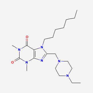 molecular formula C21H36N6O2 B11433184 8-[(4-ethylpiperazin-1-yl)methyl]-7-heptyl-1,3-dimethyl-3,7-dihydro-1H-purine-2,6-dione 