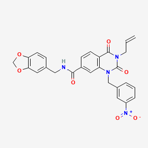 N-(1,3-benzodioxol-5-ylmethyl)-1-(3-nitrobenzyl)-2,4-dioxo-3-(prop-2-en-1-yl)-1,2,3,4-tetrahydroquinazoline-7-carboxamide