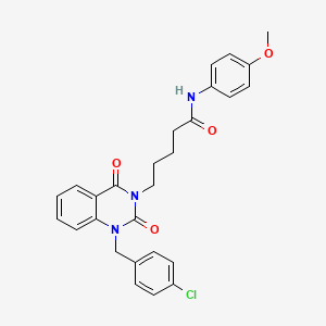 molecular formula C27H26ClN3O4 B11433246 5-[1-(4-chlorobenzyl)-2,4-dioxo-1,4-dihydroquinazolin-3(2H)-yl]-N-(4-methoxyphenyl)pentanamide 