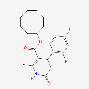 molecular formula C21H25F2NO3 B11433247 Cyclooctyl 4-(2,4-difluorophenyl)-2-methyl-6-oxo-1,4,5,6-tetrahydropyridine-3-carboxylate 