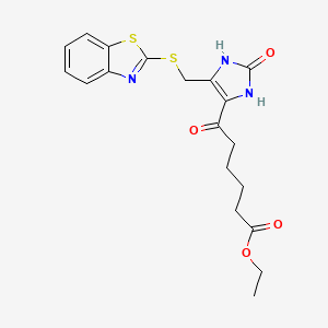 ethyl 6-{5-[(1,3-benzothiazol-2-ylsulfanyl)methyl]-2-oxo-2,3-dihydro-1H-imidazol-4-yl}-6-oxohexanoate