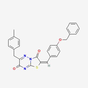 molecular formula C27H21N3O3S B11433278 (2E)-2-[4-(benzyloxy)benzylidene]-6-(4-methylbenzyl)-7H-[1,3]thiazolo[3,2-b][1,2,4]triazine-3,7(2H)-dione 