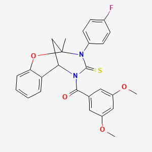 molecular formula C26H23FN2O4S B11433279 (3,5-dimethoxyphenyl)[3-(4-fluorophenyl)-2-methyl-4-thioxo-3,4-dihydro-2H-2,6-methano-1,3,5-benzoxadiazocin-5(6H)-yl]methanone 