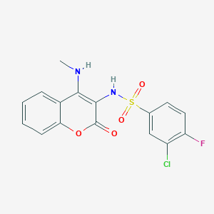 molecular formula C16H12ClFN2O4S B11433288 3-chloro-4-fluoro-N-[4-(methylamino)-2-oxochromen-3-yl]benzenesulfonamide 