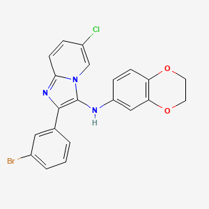 2-(3-bromophenyl)-6-chloro-N-(2,3-dihydro-1,4-benzodioxin-6-yl)imidazo[1,2-a]pyridin-3-amine