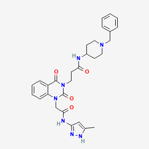 molecular formula C29H33N7O4 B11433429 N-(1-benzylpiperidin-4-yl)-3-(1-(2-((3-methyl-1H-pyrazol-5-yl)amino)-2-oxoethyl)-2,4-dioxo-1,2-dihydroquinazolin-3(4H)-yl)propanamide 