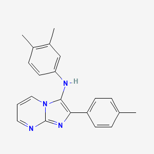 molecular formula C21H20N4 B11433431 N-(3,4-dimethylphenyl)-2-(4-methylphenyl)imidazo[1,2-a]pyrimidin-3-amine 