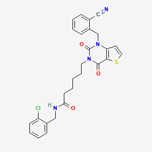 molecular formula C27H25ClN4O3S B11433451 N-[(2-chlorophenyl)methyl]-6-[1-[(2-cyanophenyl)methyl]-2,4-dioxothieno[3,2-d]pyrimidin-3-yl]hexanamide 