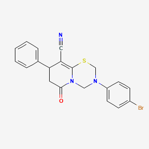 molecular formula C20H16BrN3OS B11433455 3-(4-bromophenyl)-6-oxo-8-phenyl-3,4,7,8-tetrahydro-2H,6H-pyrido[2,1-b][1,3,5]thiadiazine-9-carbonitrile 