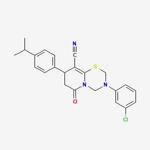 3-(3-chlorophenyl)-6-oxo-8-[4-(propan-2-yl)phenyl]-3,4,7,8-tetrahydro-2H,6H-pyrido[2,1-b][1,3,5]thiadiazine-9-carbonitrile