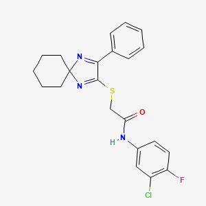 N-(3-Chloro-4-fluorophenyl)-2-({3-phenyl-1,4-diazaspiro[4.5]deca-1,3-dien-2-YL}sulfanyl)acetamide