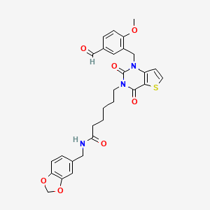 N-(1,3-benzodioxol-5-ylmethyl)-6-[1-(5-formyl-2-methoxybenzyl)-2,4-dioxo-1,4-dihydrothieno[3,2-d]pyrimidin-3(2H)-yl]hexanamide