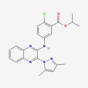 molecular formula C23H22ClN5O2 B11433499 propan-2-yl 2-chloro-5-{[3-(3,5-dimethyl-1H-pyrazol-1-yl)quinoxalin-2-yl]amino}benzoate 