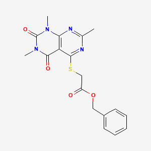 molecular formula C18H18N4O4S B11433511 Benzyl 2-((2,6,8-trimethyl-5,7-dioxo-5,6,7,8-tetrahydropyrimido[4,5-d]pyrimidin-4-yl)thio)acetate 