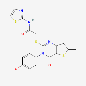 2-((3-(4-methoxyphenyl)-6-methyl-4-oxo-3,4,6,7-tetrahydrothieno[3,2-d]pyrimidin-2-yl)thio)-N-(thiazol-2-yl)acetamide