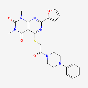 7-(furan-2-yl)-1,3-dimethyl-5-((2-oxo-2-(4-phenylpiperazin-1-yl)ethyl)thio)pyrimido[4,5-d]pyrimidine-2,4(1H,3H)-dione