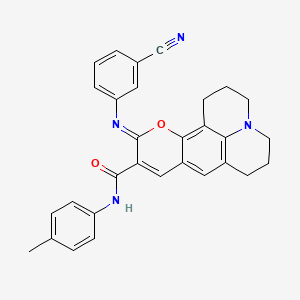 molecular formula C30H26N4O2 B11433534 (11Z)-11-[(3-cyanophenyl)imino]-N-(4-methylphenyl)-2,3,6,7-tetrahydro-1H,5H,11H-pyrano[2,3-f]pyrido[3,2,1-ij]quinoline-10-carboxamide 