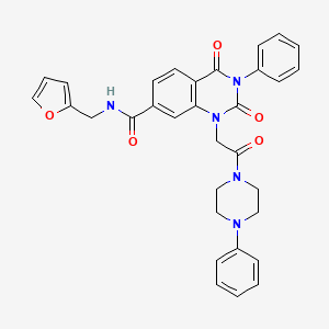 N-(furan-2-ylmethyl)-2,4-dioxo-1-[2-oxo-2-(4-phenylpiperazin-1-yl)ethyl]-3-phenyl-1,2,3,4-tetrahydroquinazoline-7-carboxamide